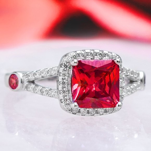 Red Ruby Gemstone ring, size 7, 925 Sterling Silver Charmed Aroma - Picture 1 of 5
